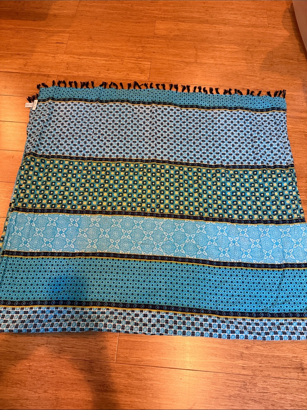 Matilda Jane Turquoise and Yellow Patterned Scarf /Wrap - Picture 5 of 9